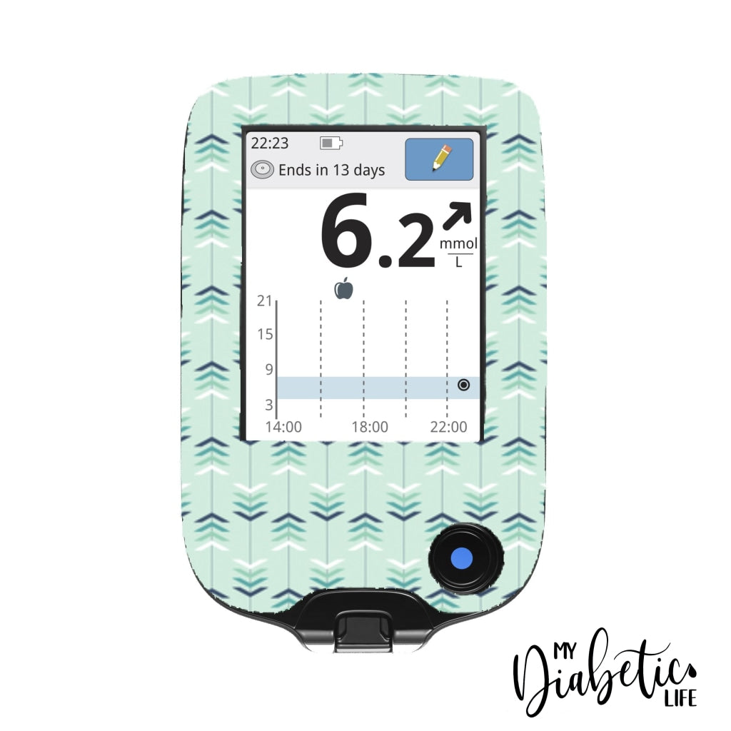 Mint Arrows - Freestyle Libre Peel, skin and Decal, glucose meter sticker - MyDiabeticLife