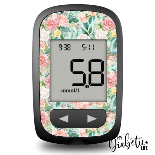 Mint Floral - Accu-Chek Guide Me Peel Skin And Decal Glucose Meter Sticker