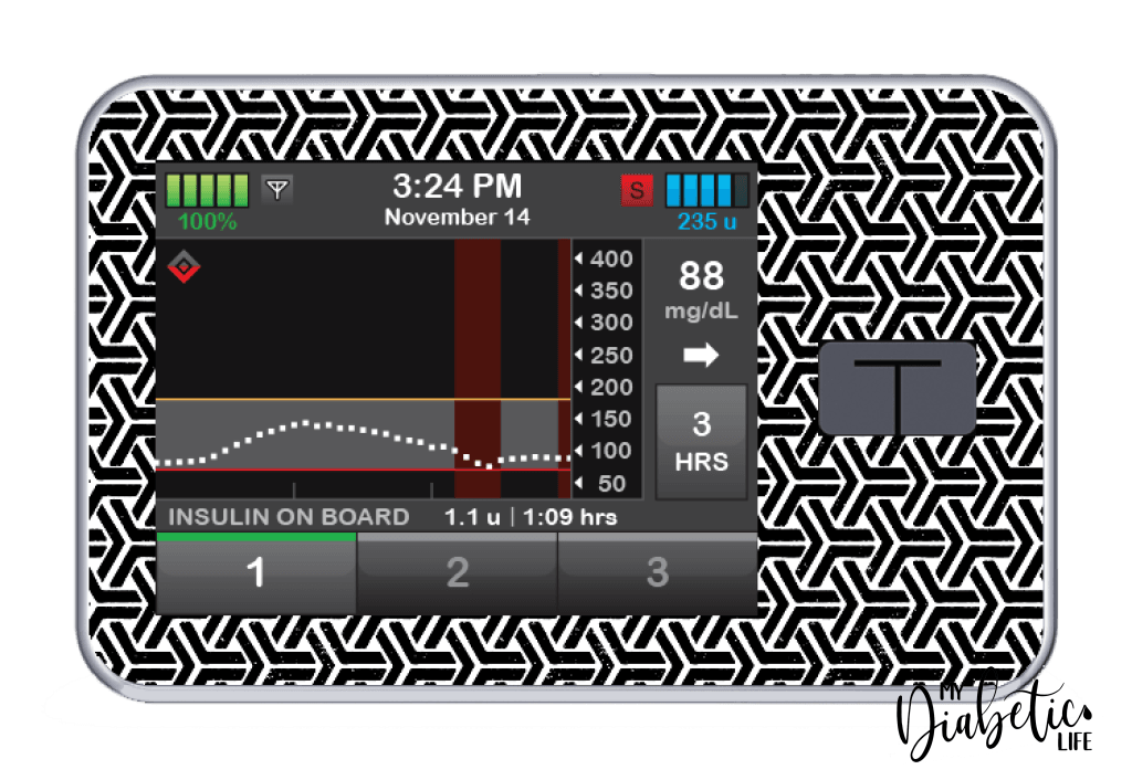 Monotone #1  - Tandem Tslim x2 Pump Peel, skin and Decal, insulin pump sticker - MyDiabeticLife