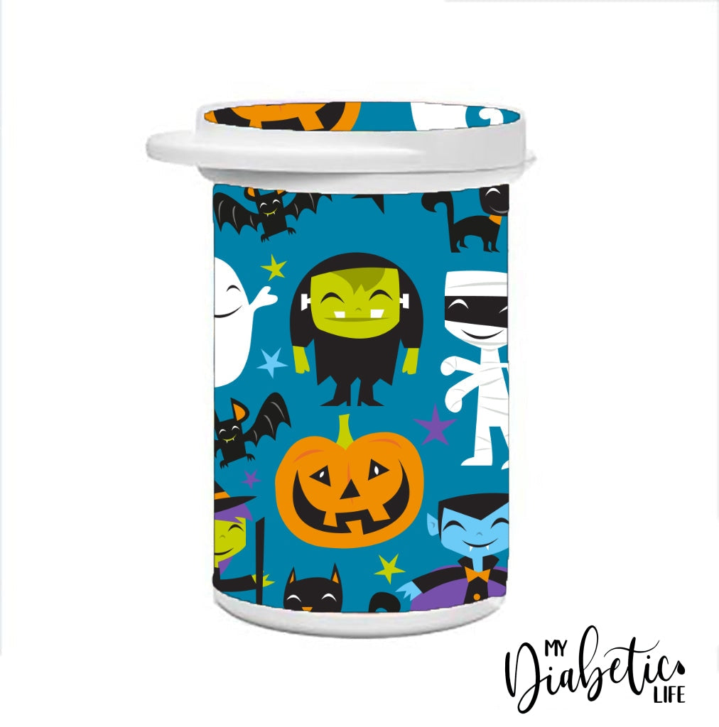 Monster Mash - Test Strip Canister Sticker Fits Contour Next Freestyle Lite Glucokey Rightest Gs700