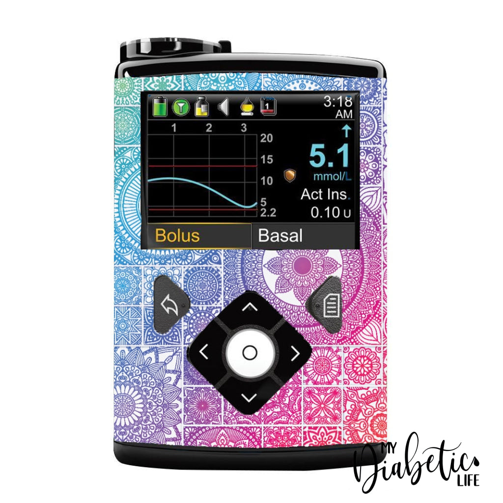 Mosaic Tiles - Medtronic Pump (630/640/670/770) Sticker Full Cover W/clip 630/640/670