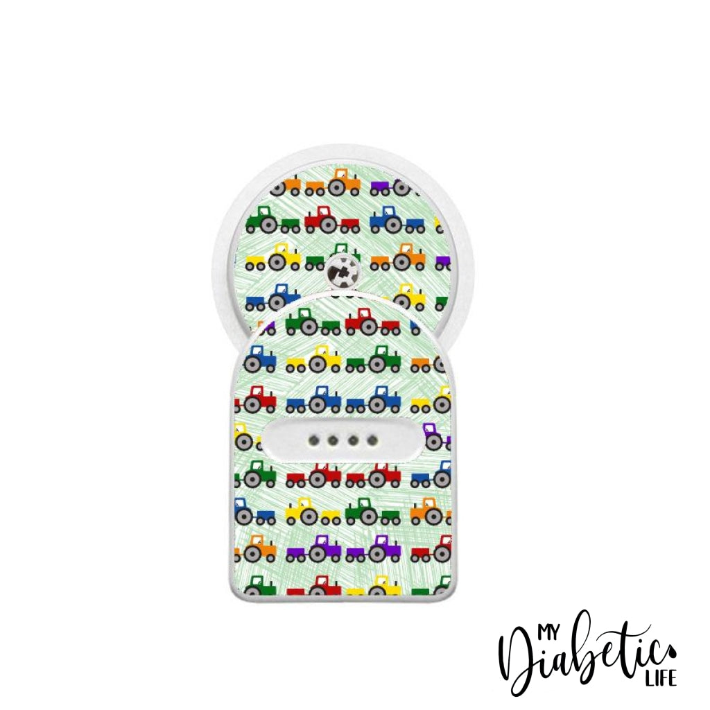 Multicoloured Tractors - Maio Maio 1 & Libre Peel, skin and Decal, fgm/cgm sticker - MyDiabeticLife