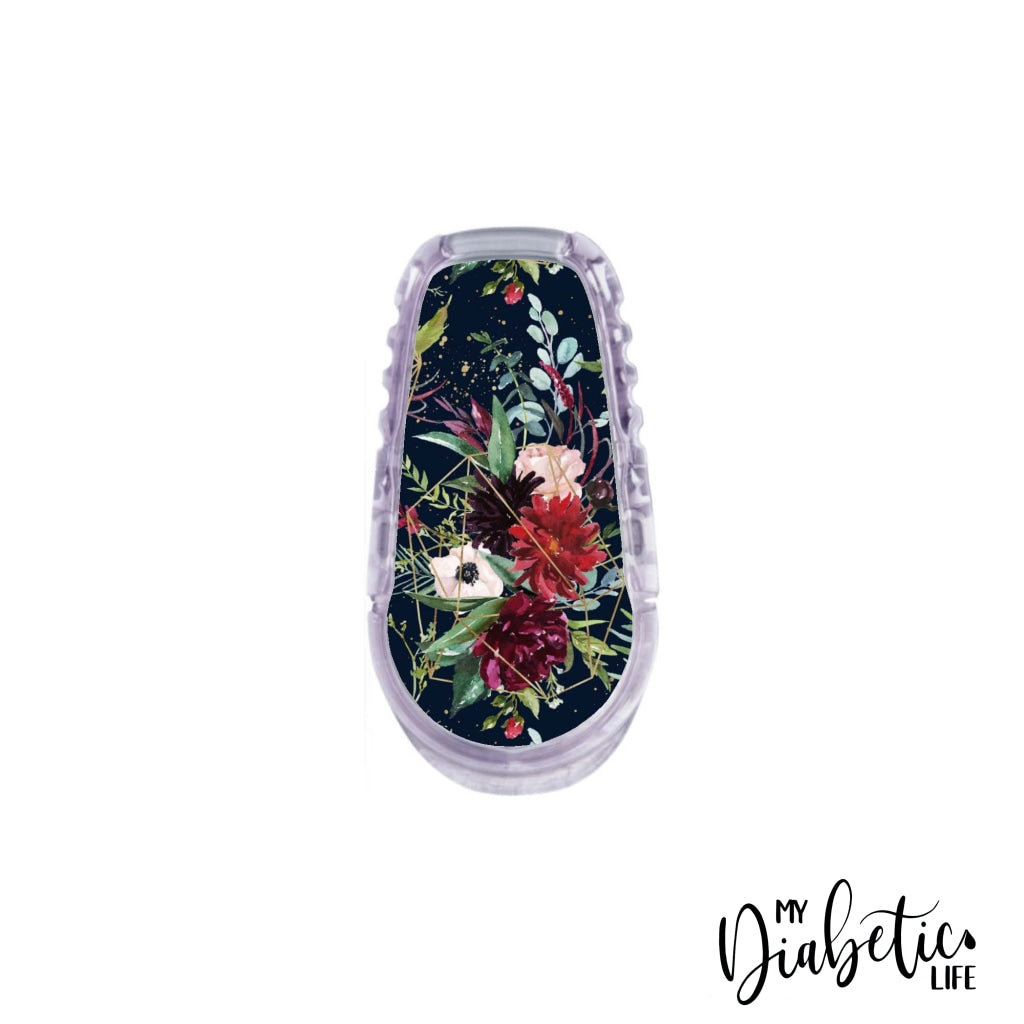 Navy Christmas Floral - Dexcom Transmitter G6 Peel Skin And Decal Cgm Sticker