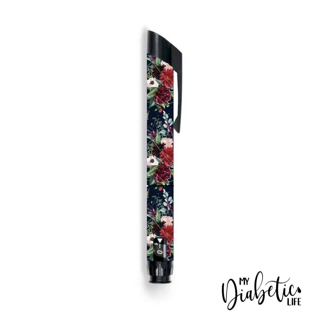 Navy Christmas Floral - Junior Star Insulin Pen Peel Skin And Decal Sticker Cover Juniorstar
