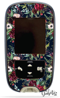 Navy Floral Christmas - Accu-chek Guide Peel, skin and Decal, glucose meter sticker - MyDiabeticLife