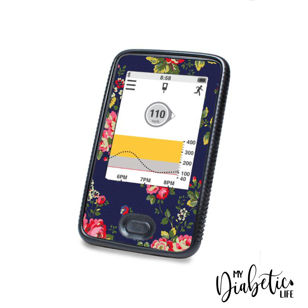 Navy Floral - Dexcom G6 Peel, skin and Decal, glucose meter sticker - MyDiabeticLife