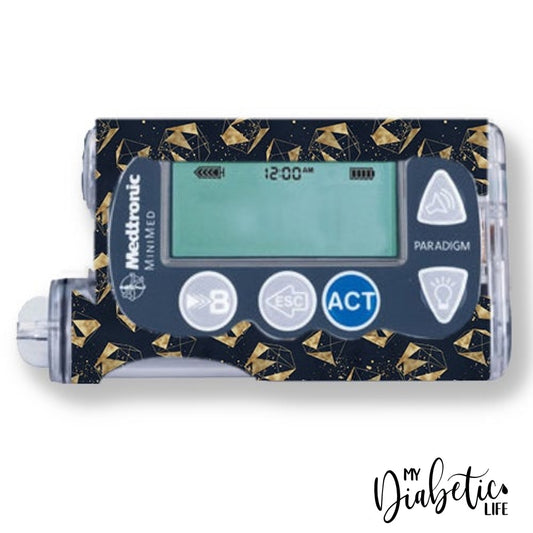 Navy Gold Geode - Medtronic Paradigm Series 7 Skin And Decal Insulin Pump Sticker