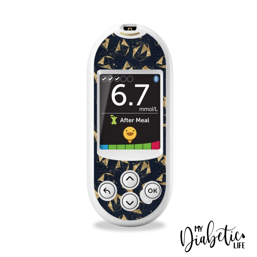 Navy Gold Geode - One Touch Verio Reflect Glucose Meter Sticker