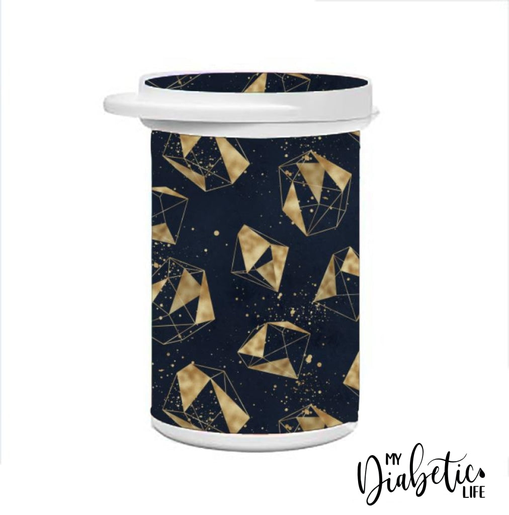Test Strip Canister - Navy Gold Geode Container