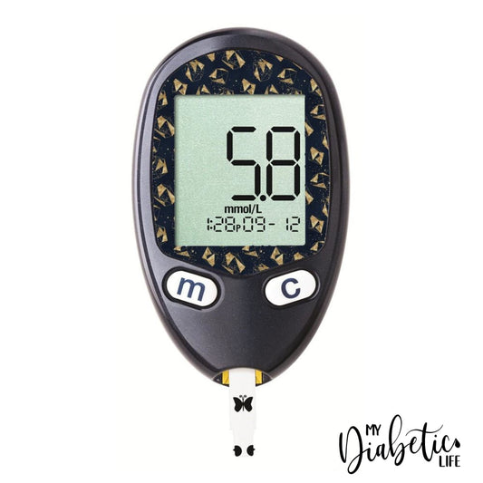 Navy Gold Geodes - Freestyle Freedom Lite Peel Skin And Decal Glucose Sticker Freestyle Lite