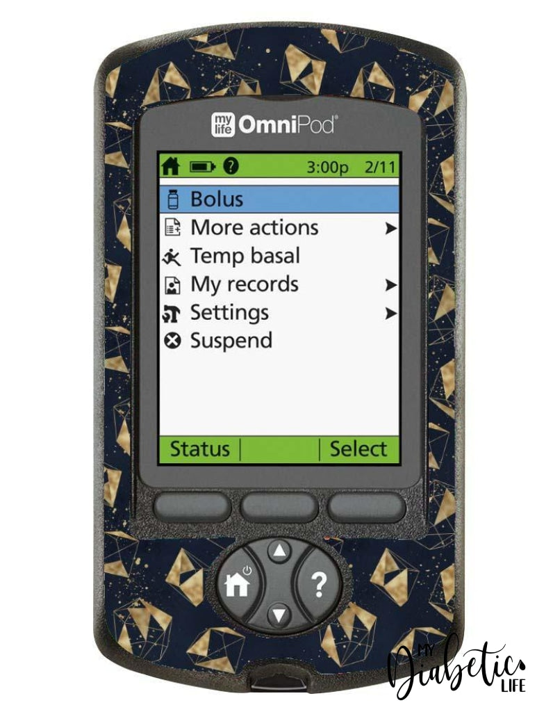 Navy Gold Dust & Geode - Omnipod Pdm Skin And Decal Glucose Meter Sticker