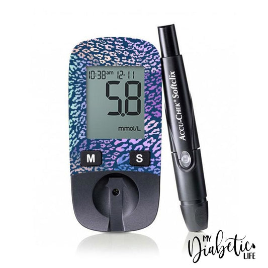 Navy Leopard - Accu-chek Active Peel, skin and Decal, glucose meter sticker - MyDiabeticLife