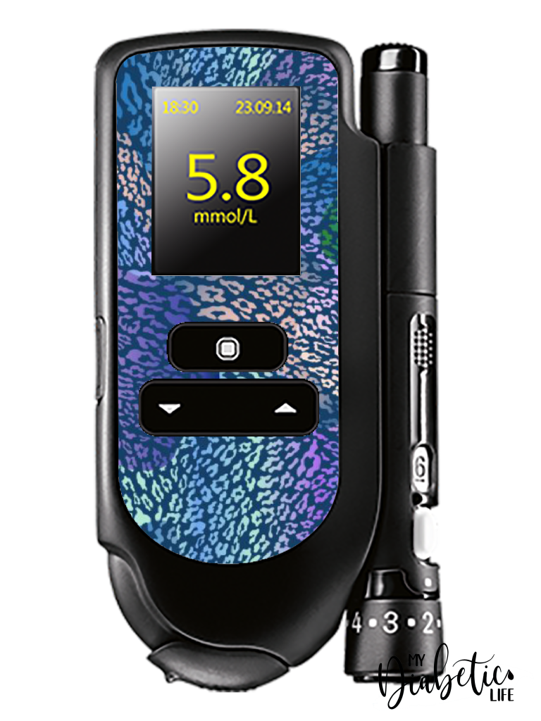 Navy Leopard Print - Accu-chek Mobile Peel, skin and Decal, glucose meter sticker - MyDiabeticLife