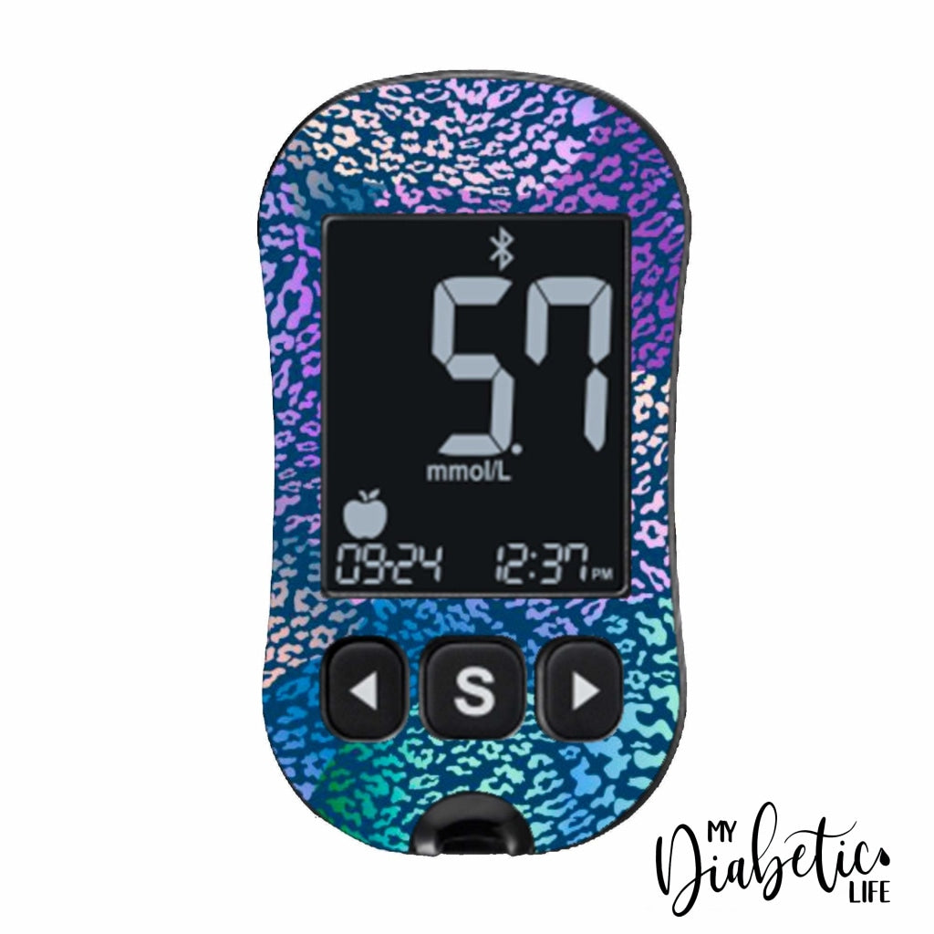 Navy Leopard Print - Caresens Dual - Peel, skin and Decal, glucose meter sticker - MyDiabeticLife
