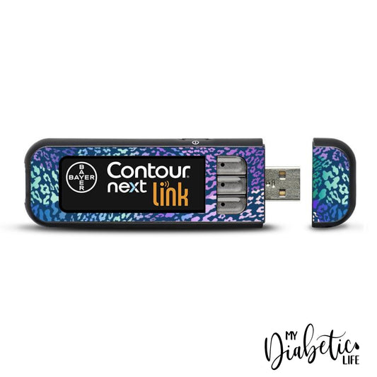Navy Pastel leopard  - Contour Next USB Peel, skin and Decal, Glucose meter sticker - MyDiabeticLife