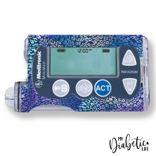 Navy Leopard Florals - Medtronic Paradigm Series 7 Skin And Decal Insulin Pump Sticker