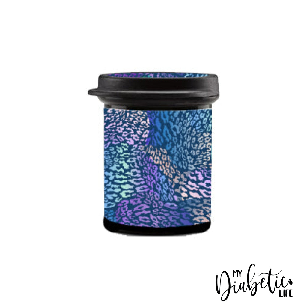Navy Leopard - Test Strip Canister Accuchek Instant Container