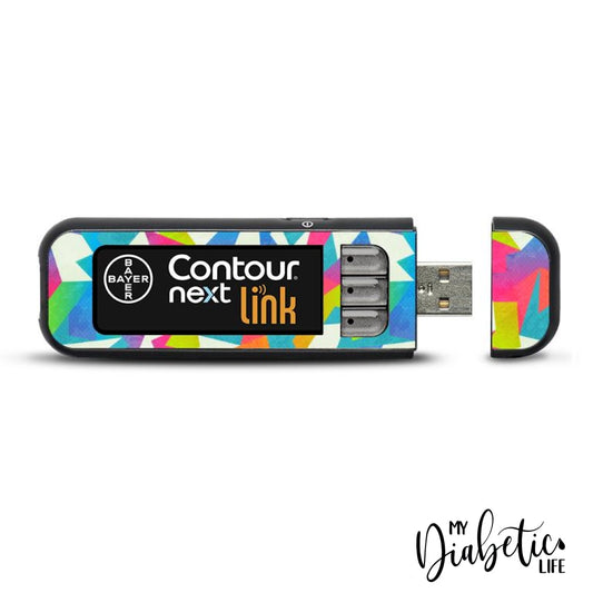 Neon Edges - Contour Next Link USB Peel, skin and Decal, Glucose meter sticker - MyDiabeticLife