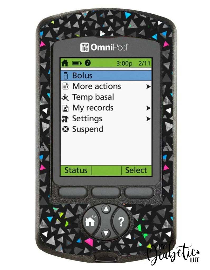 Neon Geo Triangles - Omnipod Pdm Skin And Decal Glucose Meter Sticker