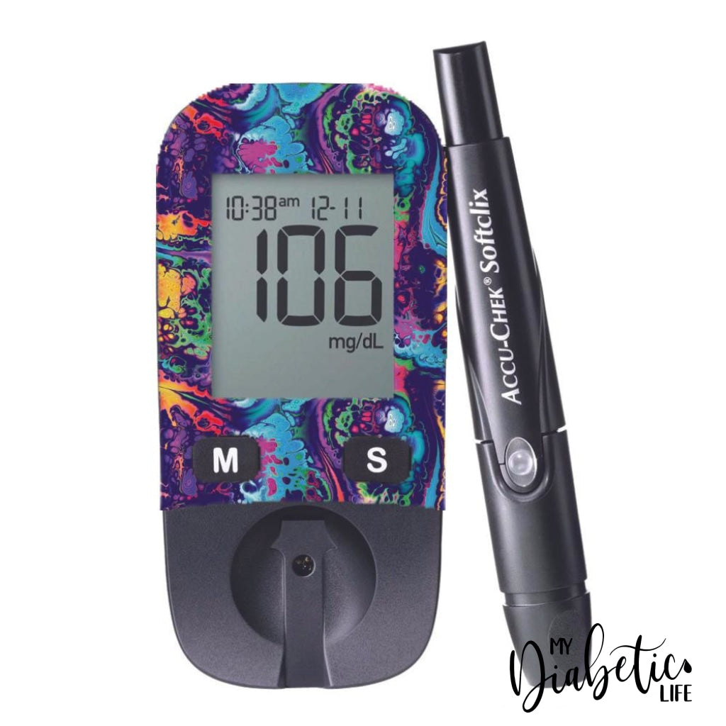 Neon Ink Splatter - Accu-Chek Active Peel Skin And Decal Glucose Meter Sticker