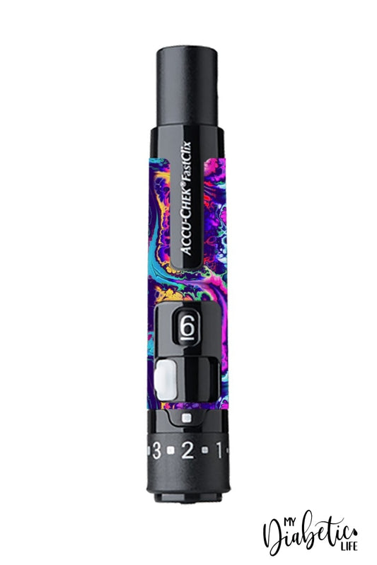 Neon Ink Splatter - Accuchek Fast-Clix Lancet Device Peel Skin And Decal Sticker