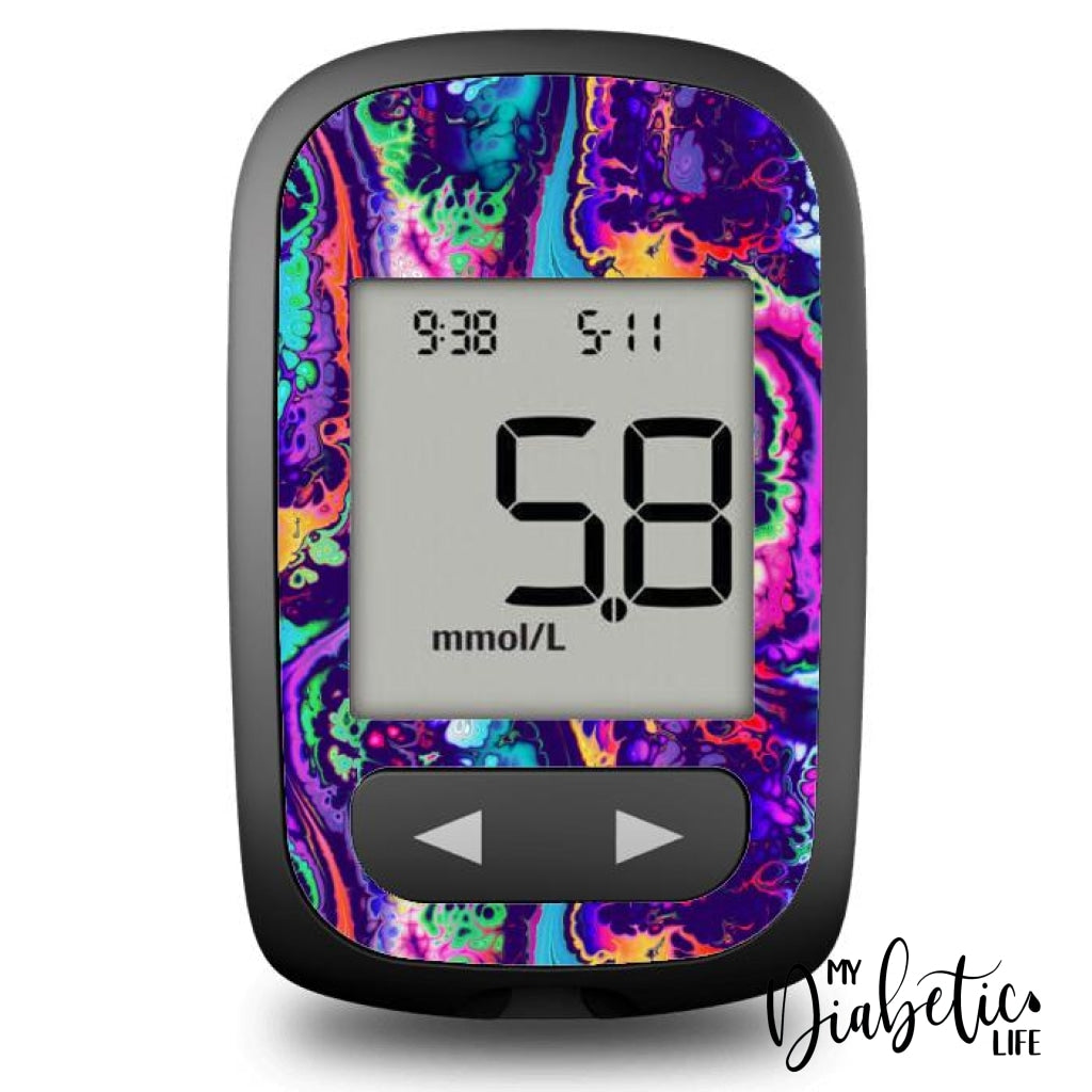 Neon Ink Splatter - Accu-Chek Guide Me Peel Skin And Decal Glucose Meter Sticker