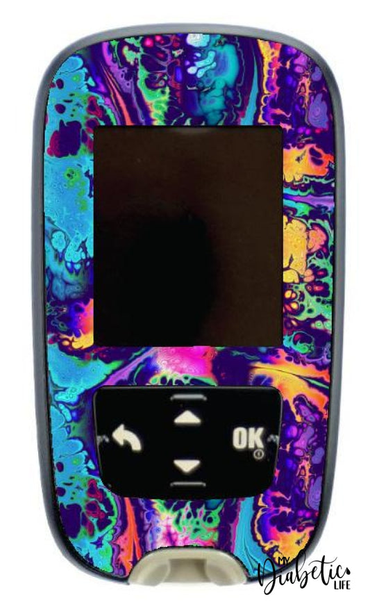 Neon Ink Splatter - Accu-Chek Guide Peel Skin And Decal Glucose Meter Sticker