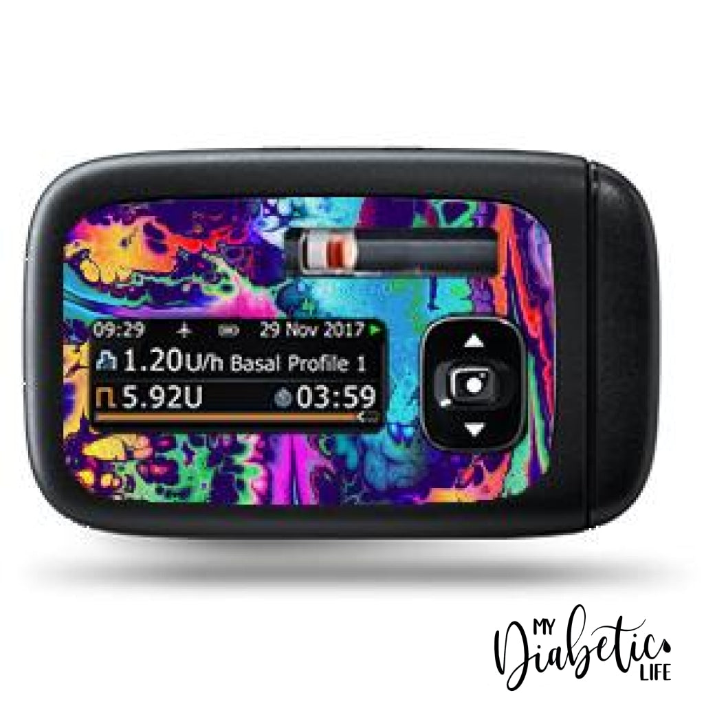 Neon Ink Splatter - Accu-Chek Insight Peel Skin And Decal Insulin Pump Sticker Accu-Chek