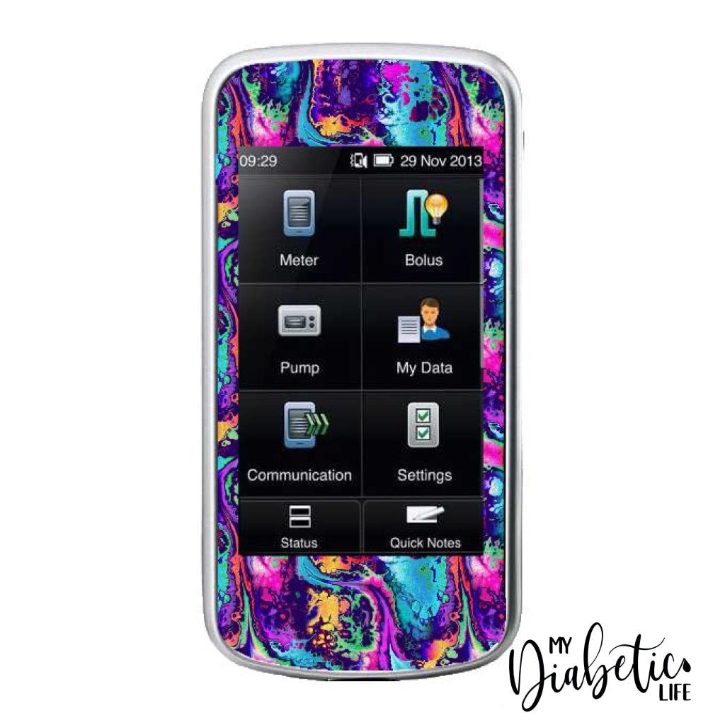 Neon Ink Splatter - Accu-Chek Insight Peel Skin And Decal Insulin Pump Sticker Accu-Chek