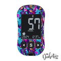 Neon Ink Splatter - Caresens Dual Peel Skin And Decal Glucose Meter Sticker