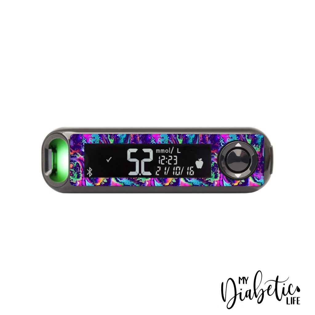 Neon Ink Splatter - Contour Next One Peel Skin And Decal Glucose Meter Sticker One