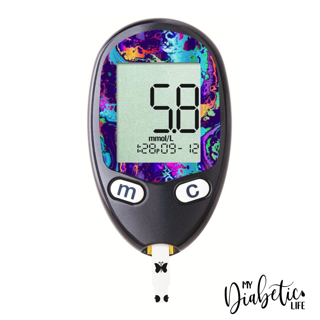 Neon Ink Splatter - Freestyle Freedom Lite Peel Skin And Decal Glucose Sticker Freestyle Lite