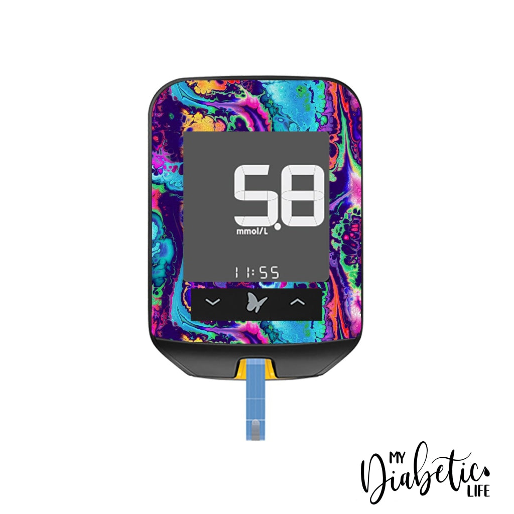 Neon Ink Splatter - Freestyle Optium Neo Peel Skin And Decal Glucose Meter Sticker Freestyle