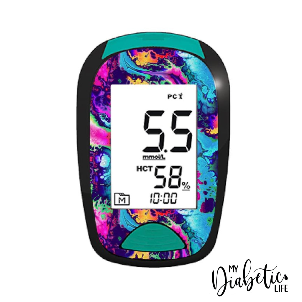 Neon Ink Splatter - Lifesmart Two Plus Peel Skin And Decal Glucose Meter Sticker Twoplus
