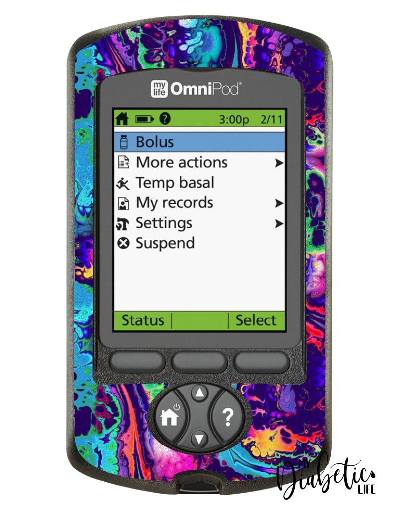Neon Ink Splatter - Omnipod Pdm Skin And Decal Glucose Meter Sticker