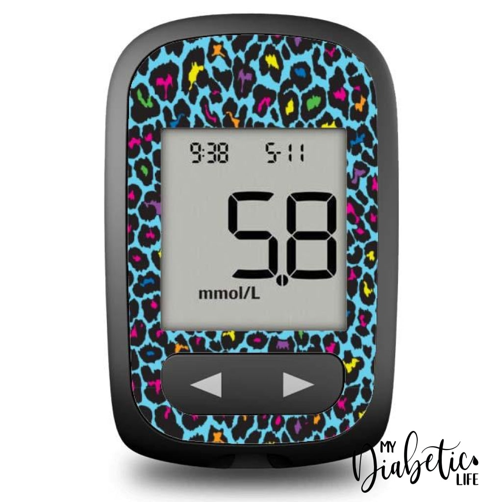 Neon Leopard - Accu-Chek Guide Me Peel Skin And Decal Glucose Meter Sticker