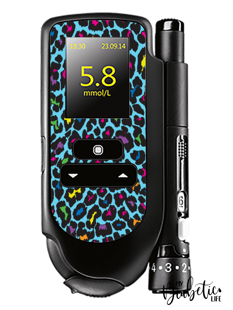 Neon Leopard - Accu-chek Mobile Peel, skin and Decal, glucose meter sticker - MyDiabeticLife