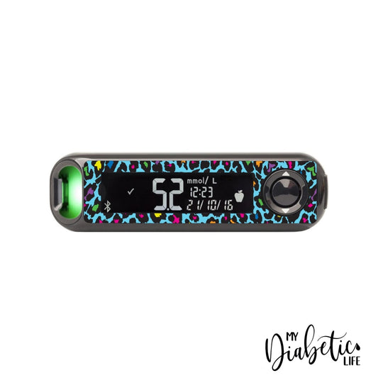 Neon Leopard - Contour Next One Peel, skin and Decal, glucose meter sticker - MyDiabeticLife