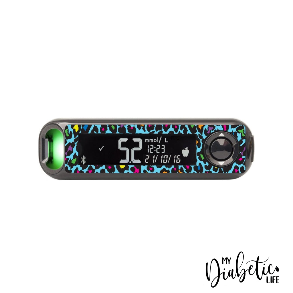 Neon Leopard - Contour Next One Peel, skin and Decal, glucose meter sticker - MyDiabeticLife