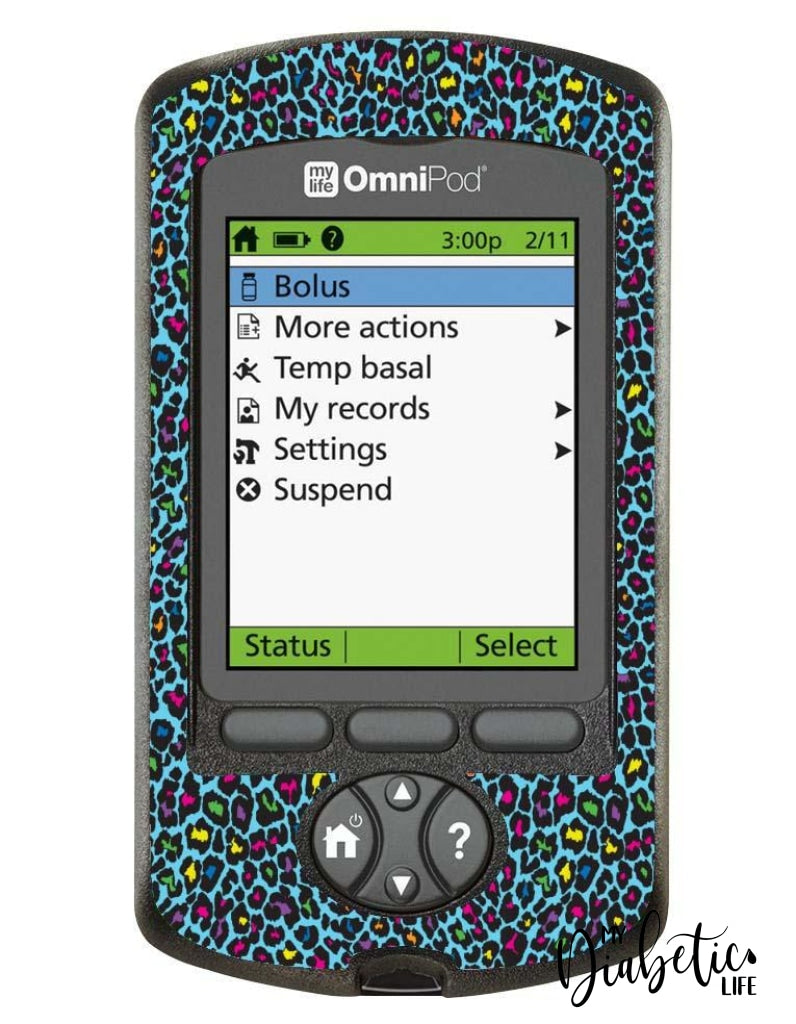 Neon Leopard - Omnipod Pdm Skin And Decal Glucose Meter Sticker