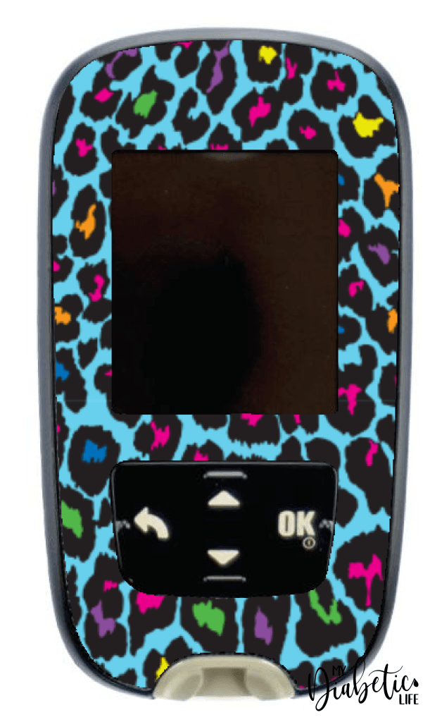 Neon Leopard Print - Accu-chek Guide Peel, skin and Decal, glucose meter sticker - MyDiabeticLife