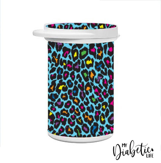 Test Strip Canister - Neon Leopard Container
