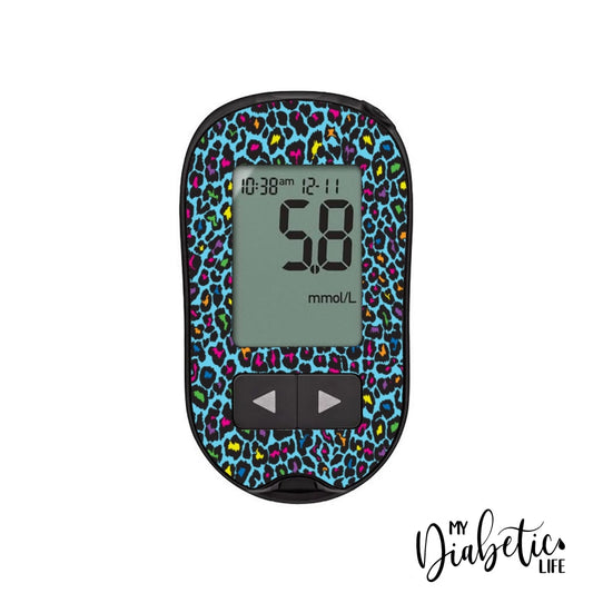 Neon Leopard - Accu-chek Performa Peel, skin and Decal, glucose meter sticker - MyDiabeticLife
