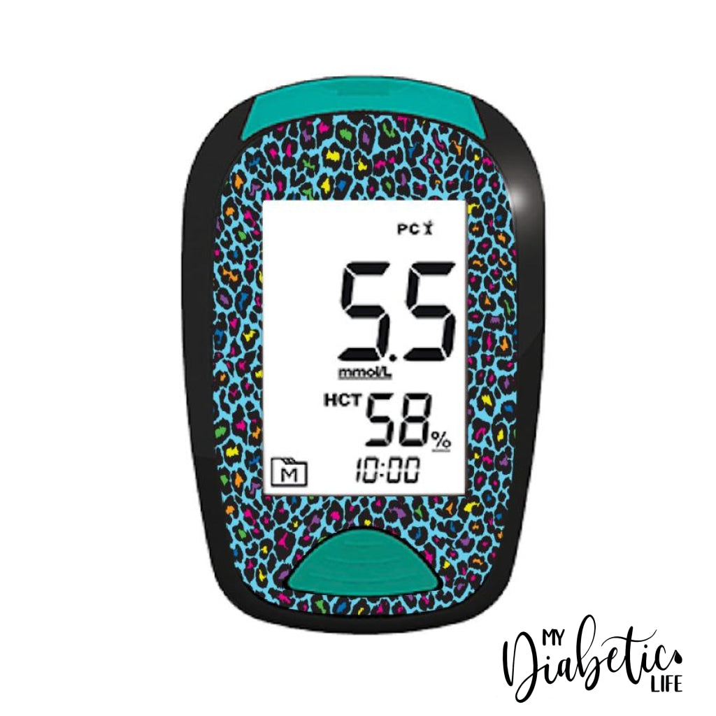 Neon Leopards - Lifesmart Two Plus Peel Skin And Decal Glucose Meter Sticker Twoplus