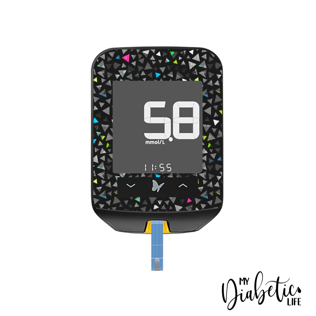 Geo Neon Triangles - Freestyle Optium Neo Peel Skin And Decal Glucose Meter Sticker Freestyle