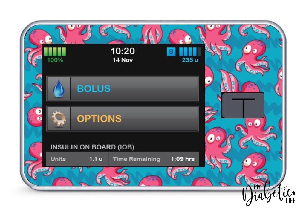 Octopus - Tandem Tslim X2 Pump Peel Skin And Decal Insulin Pump Sticker T:slim