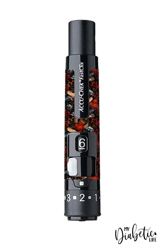 Old School Tattoo - Accuchek Fast-Clix Lancet Device Peel Skin And Decal Sticker