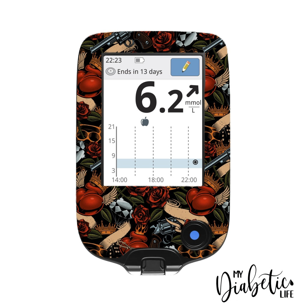 Old School Tattoo - Freestyle Libre Peel Skin And Decal Glucose Meter Sticker Freestyle