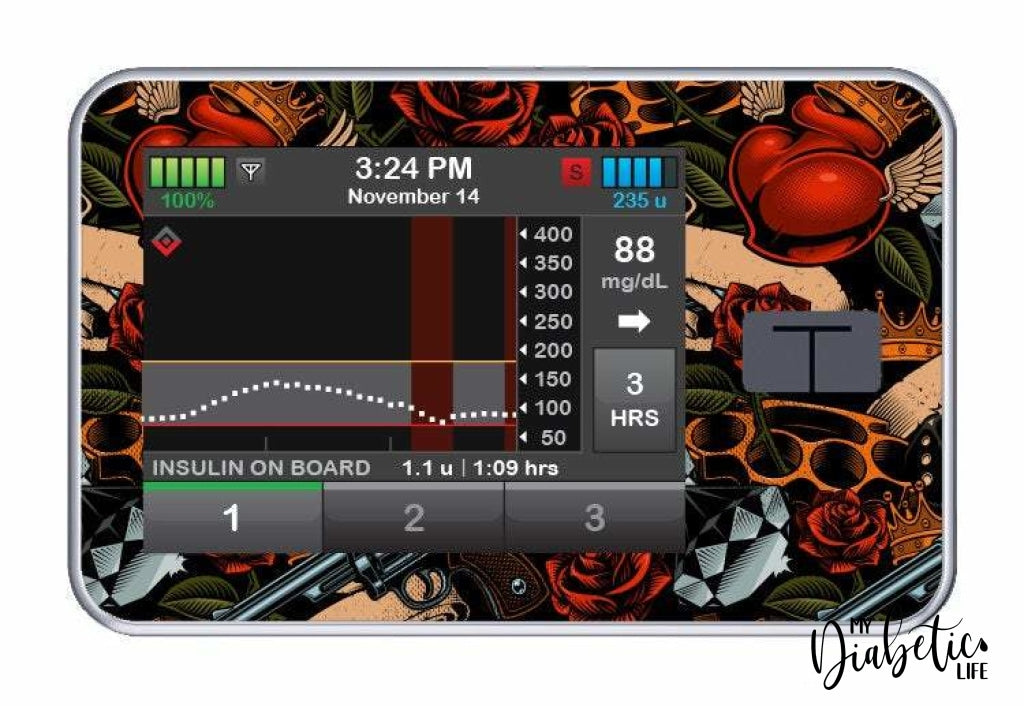Old School Tattoo Print -  Tandem Tslim x2 Pump Peel, skin and Decal, insulin pump sticker - MyDiabeticLife