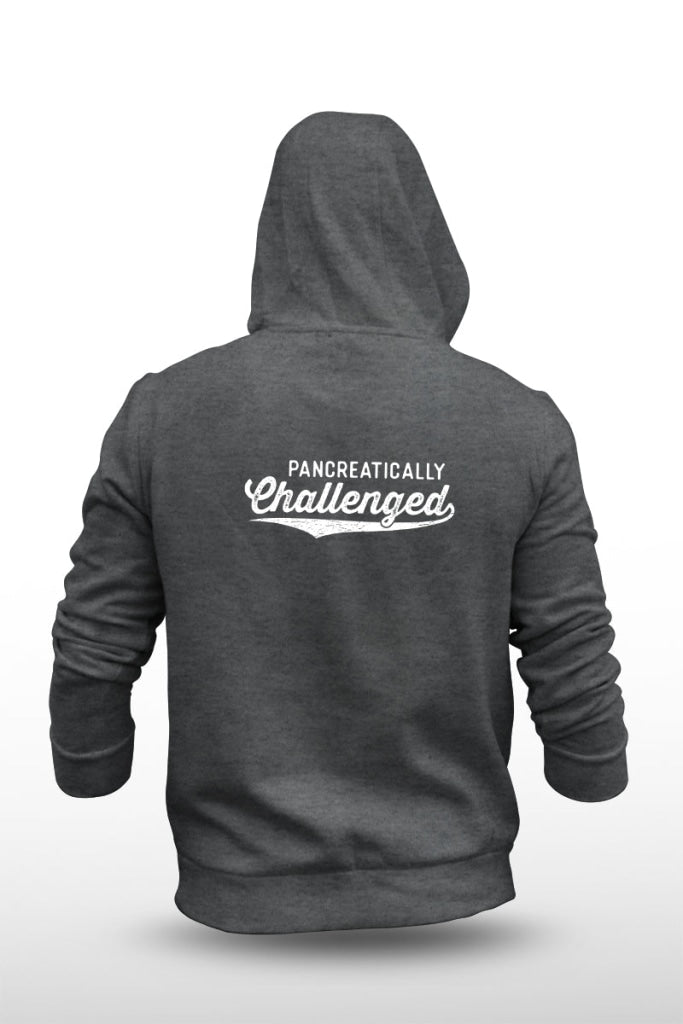 Pancreatically Challenged - Unisex Fleece Hooded Jacket S / Dark Grey Hoodie